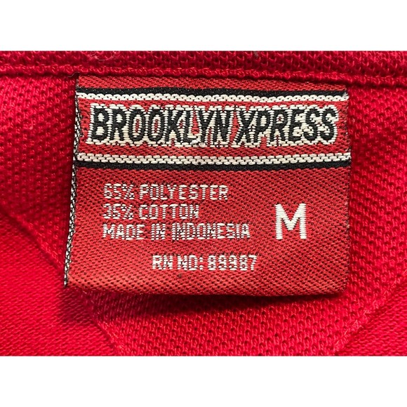 Brooklyn Xpress Men's 3 Button Polo Shirt Red White Gray Stripe Size M - Picture 6 of 6